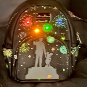 DISNEY 100 Years LOUNGEFLY Backpack Partners Mickey & Walt Light Up Function